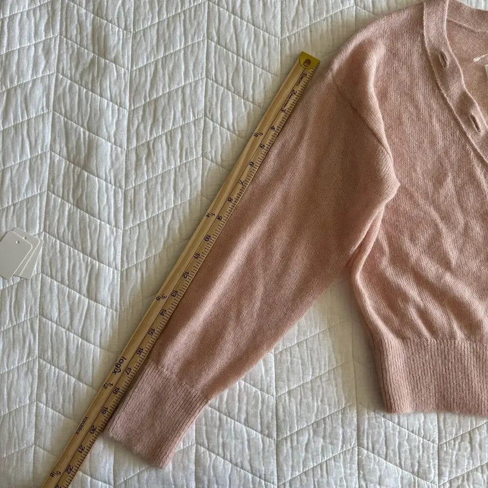 Madewell Alpaca V-Neck Cropped Cardigan Heather Pale Blush NU530 Size Small New